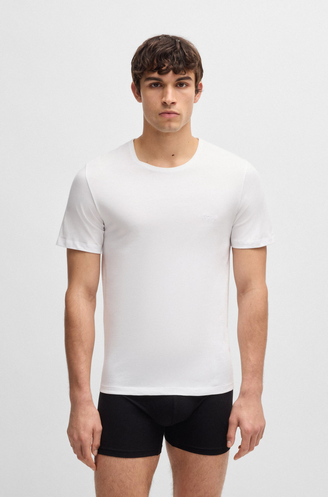 Boss Three-pack of logo-embroidered T-shirts in cotton