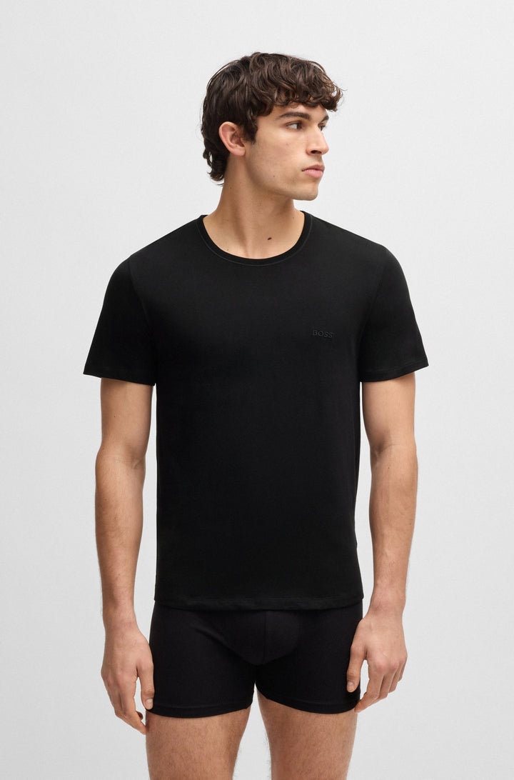 Boss Three-pack of logo-embroidered T-shirts in cotton