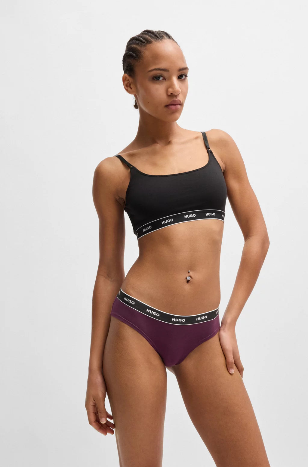 HUGO Three-pack of stretch-cotton briefs with logo waistbands