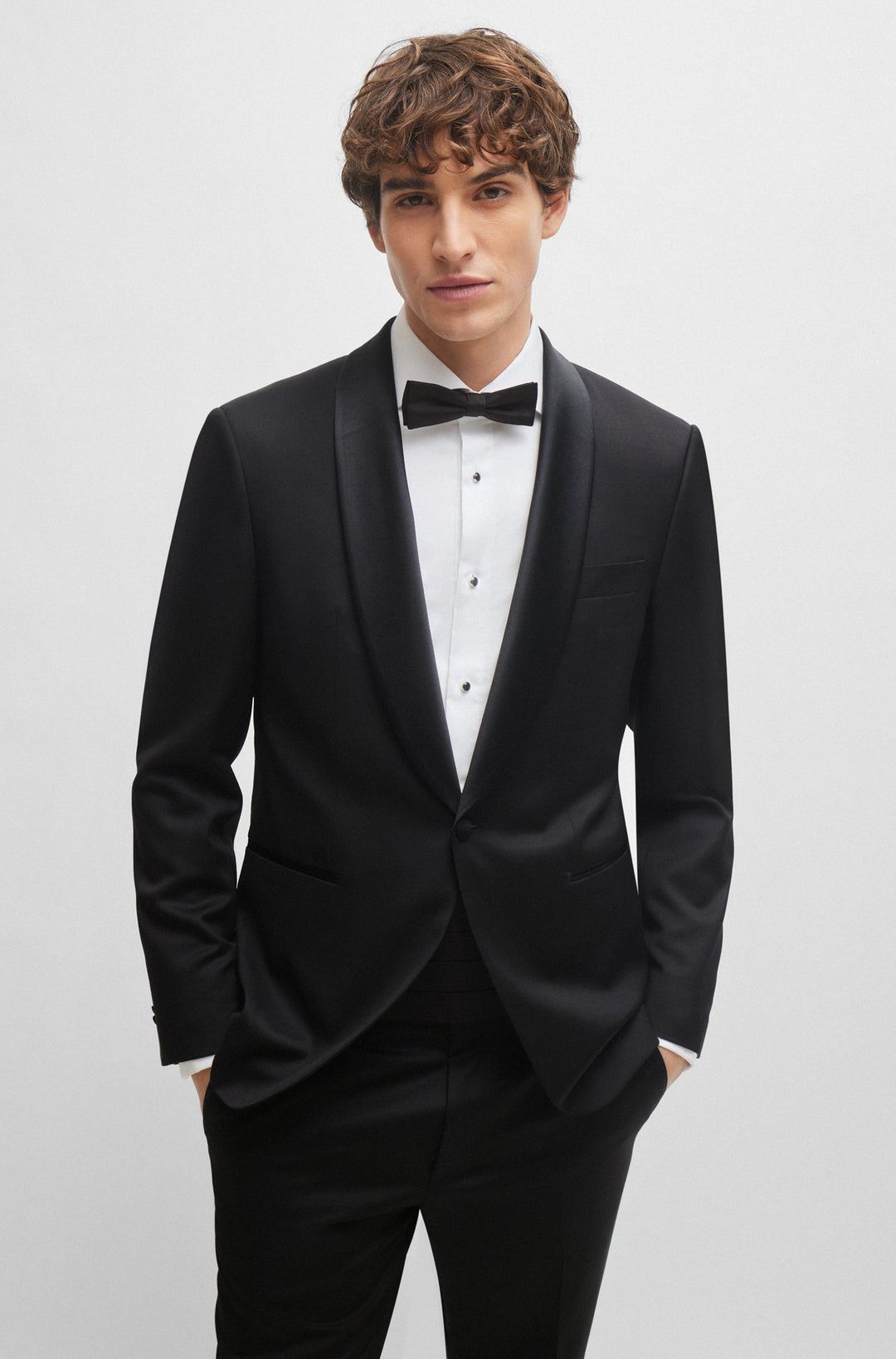 Boss Italian-made bow tie in silk jacquard
