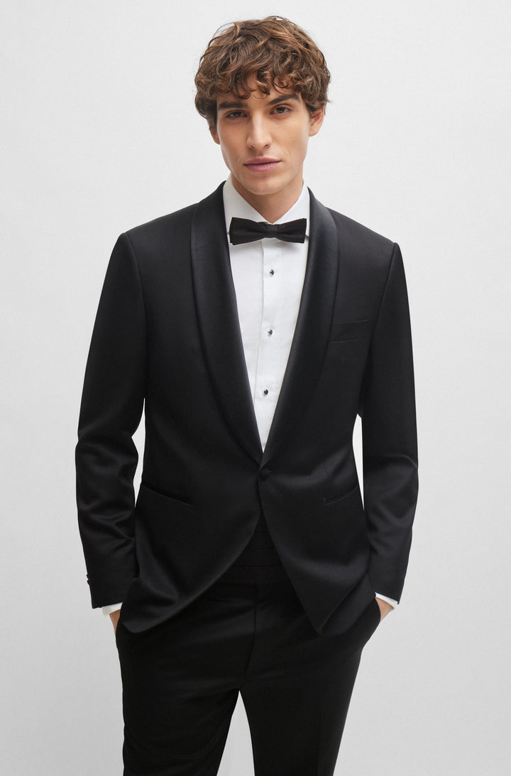 Boss Italian-made bow tie in silk jacquard