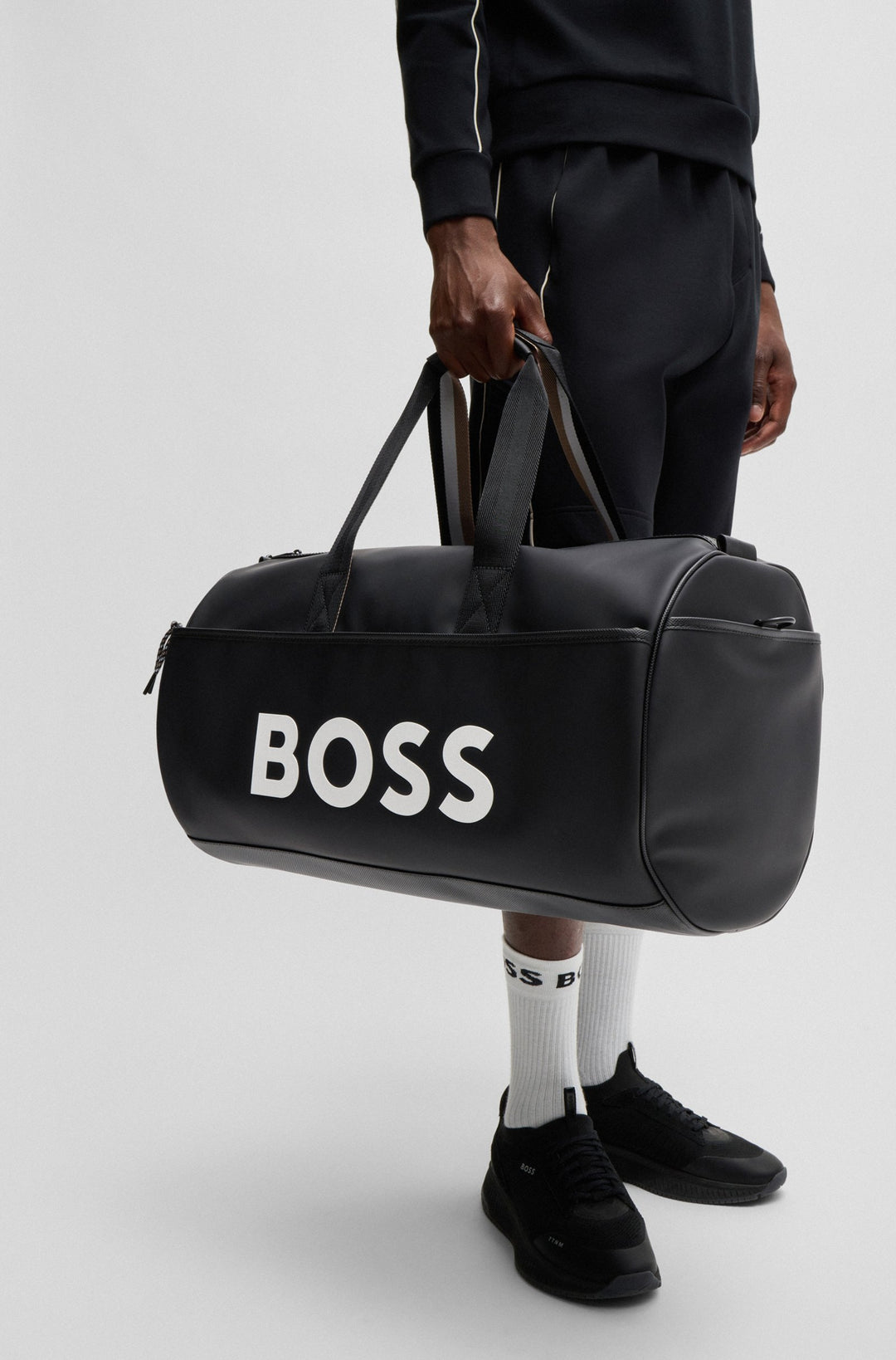 BOSS x Matteo Berrettini Faux-leather holdall with contrast logo