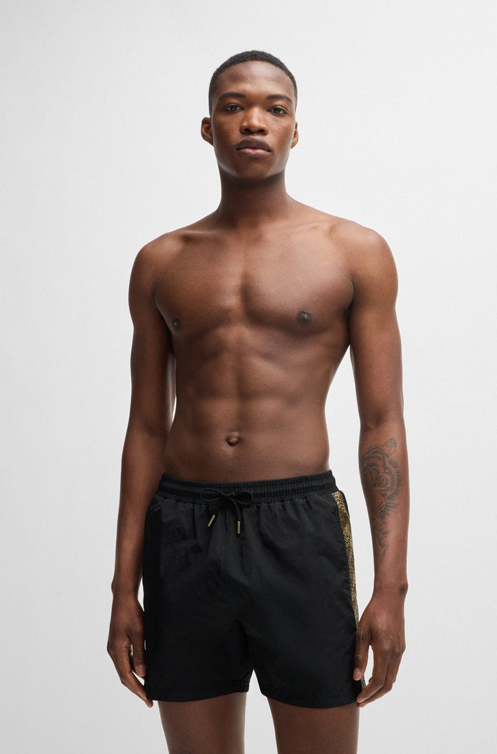 Boss Quick-drying swim shorts with metallic logo