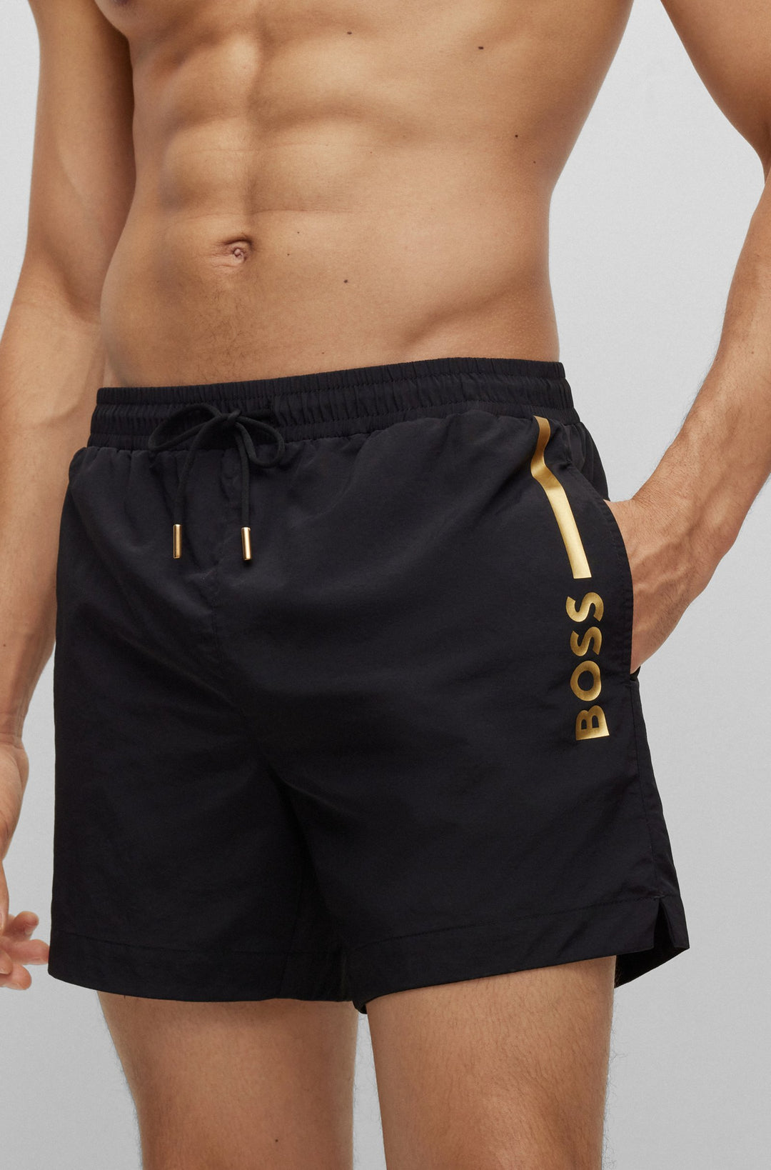 Boss Quick-drying swim shorts with metallic logo