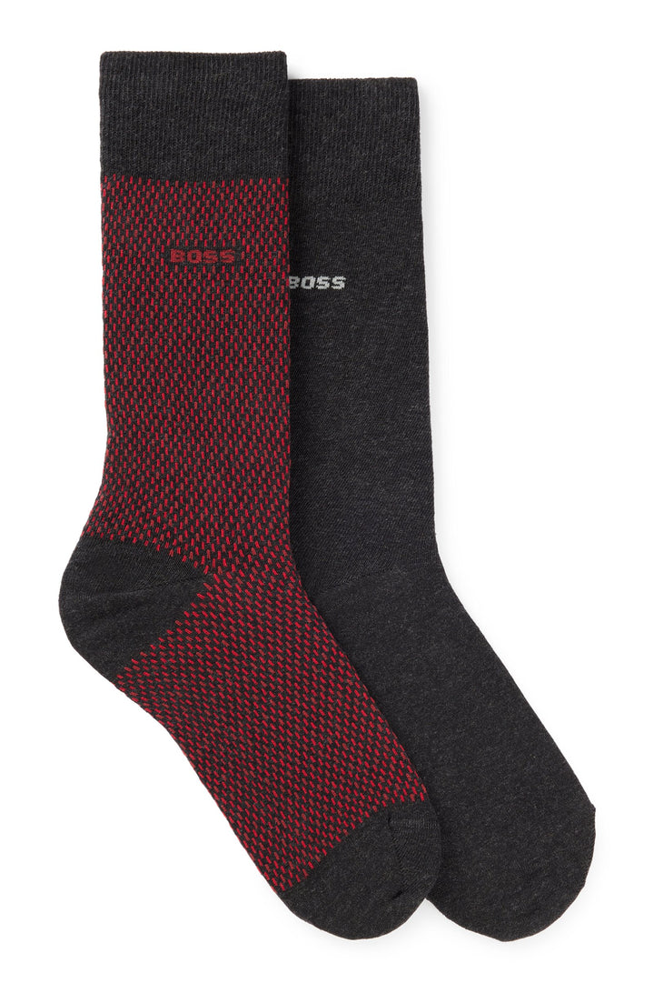 Boss Two-pack of regular-length socks with logo details