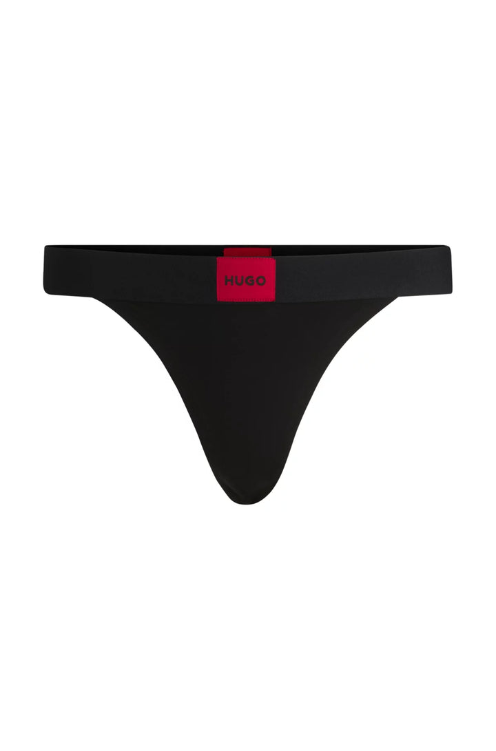 HUGO Stretch-cotton thong briefs with red logo label