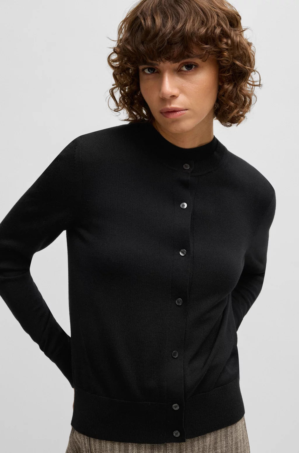 BOSS MERINO-WOOL CARDIGAN WITH BUTTON FRONT