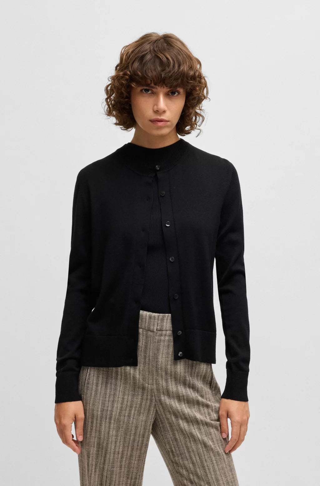 BOSS MERINO-WOOL CARDIGAN WITH BUTTON FRONT