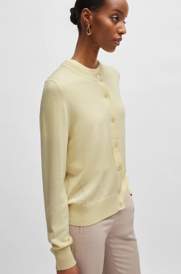 BOSS MERINO-WOOL CARDIGAN WITH BUTTON FRONT