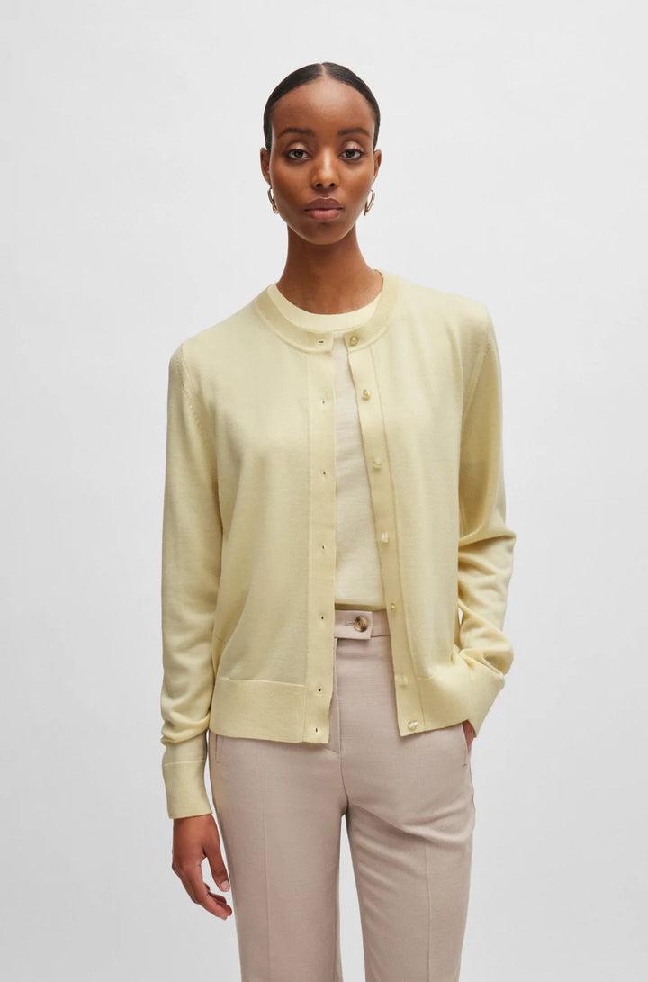 BOSS MERINO-WOOL CARDIGAN WITH BUTTON FRONT