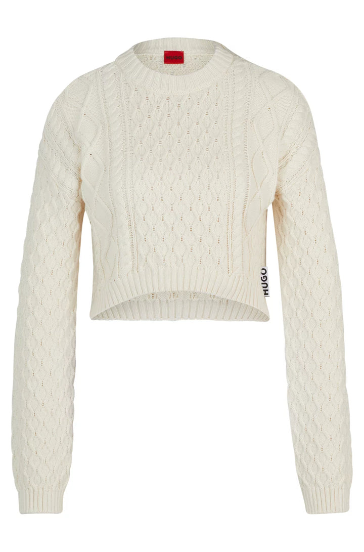 HUGO COTTON-BLEND SWEATER WITH CABLE-KNIT STRUCTURE