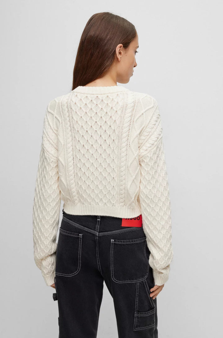 HUGO COTTON-BLEND SWEATER WITH CABLE-KNIT STRUCTURE
