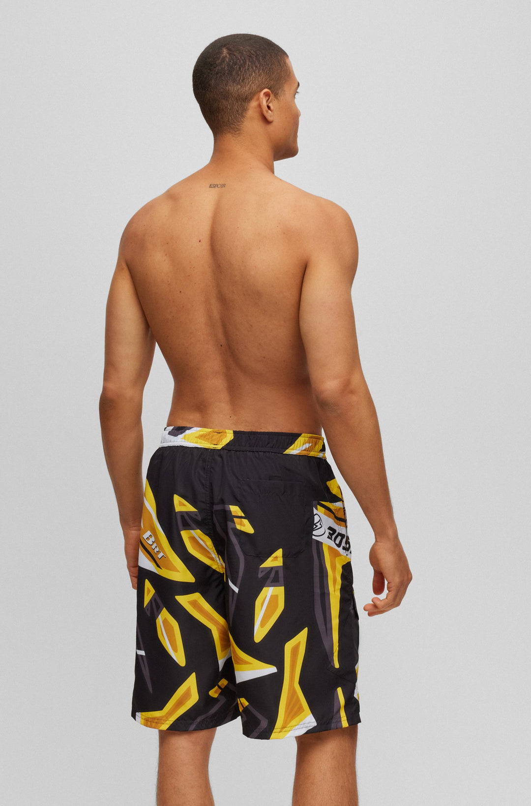 Boss Quick-drying swim shorts in seasonal-print recycled fabric