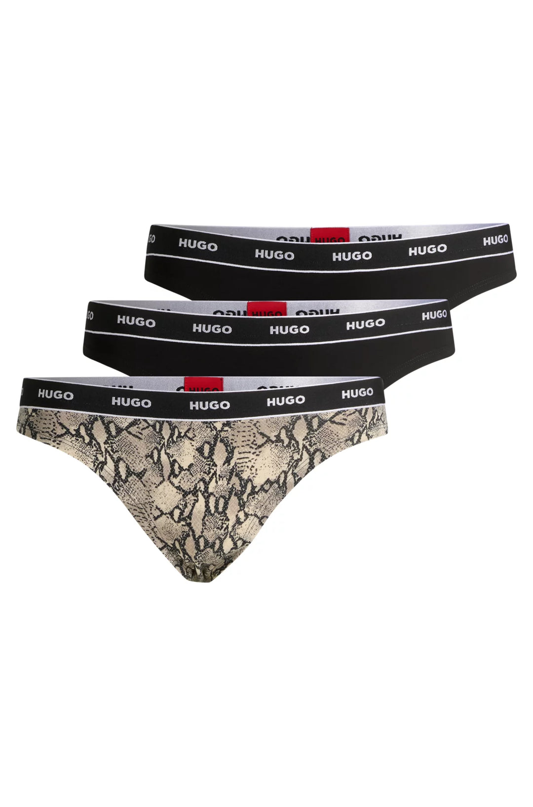 HUGO Three-pack of stretch-cotton thongs with logo waistbands