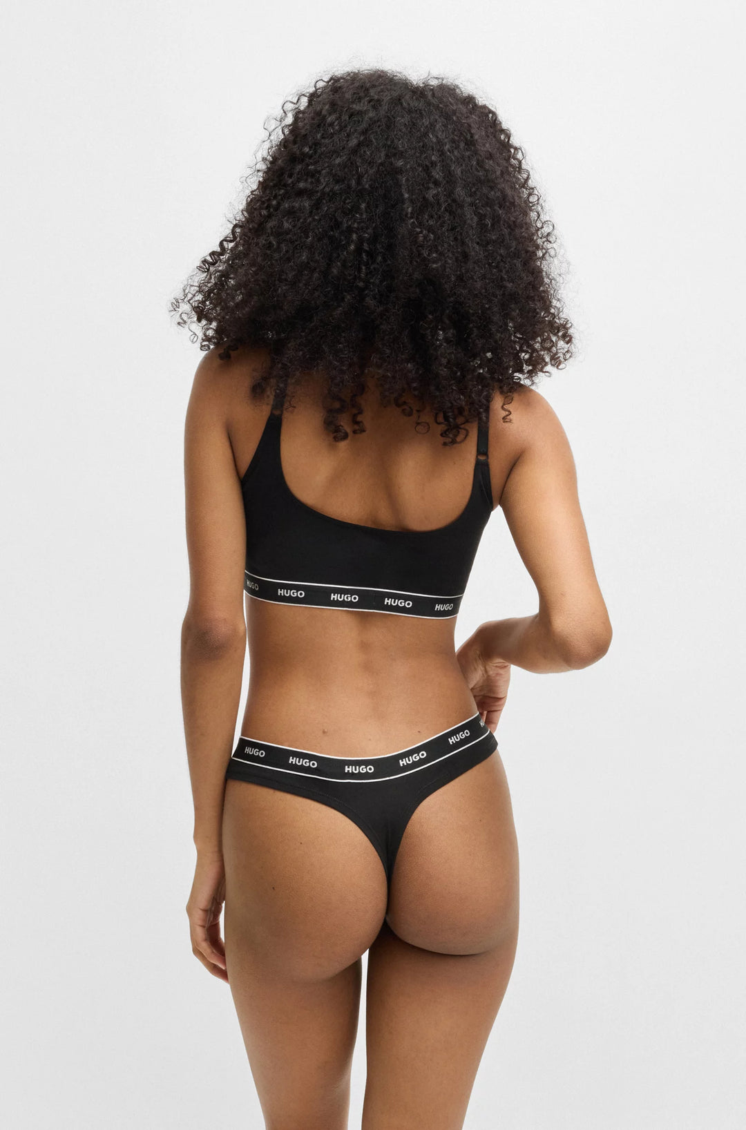 HUGO Three-pack of stretch-cotton thongs with logo waistbands