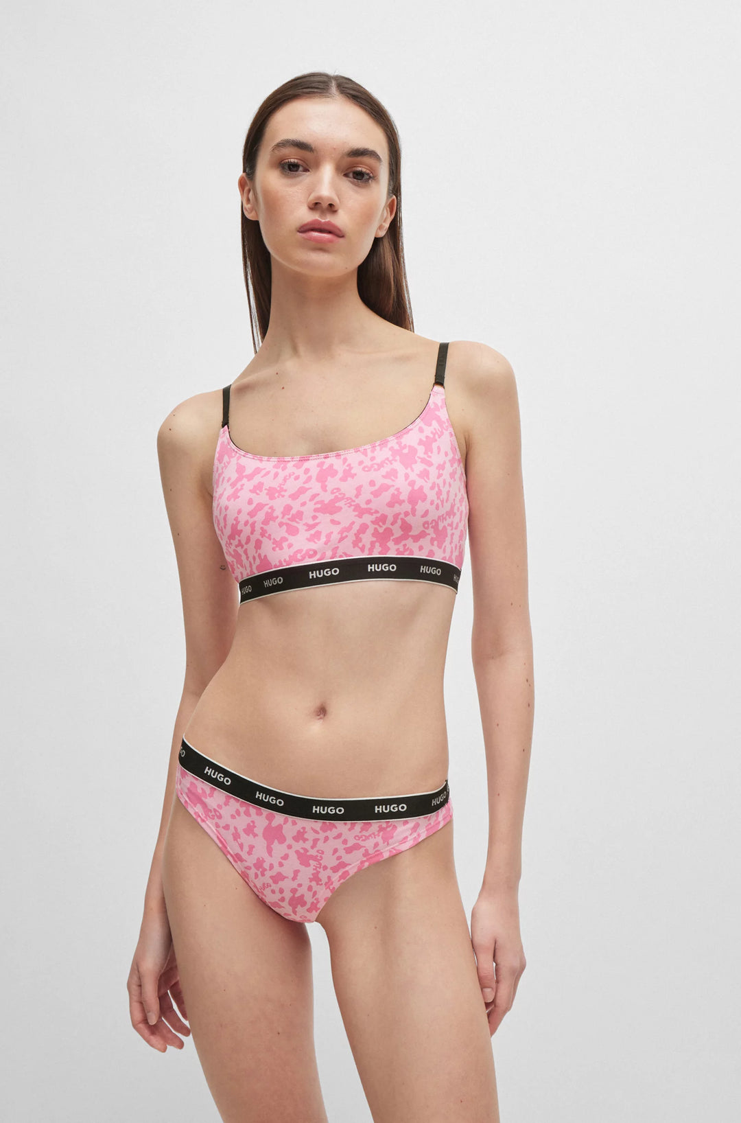 HUGO Three-pack of stretch-cotton thongs with logo waistbands