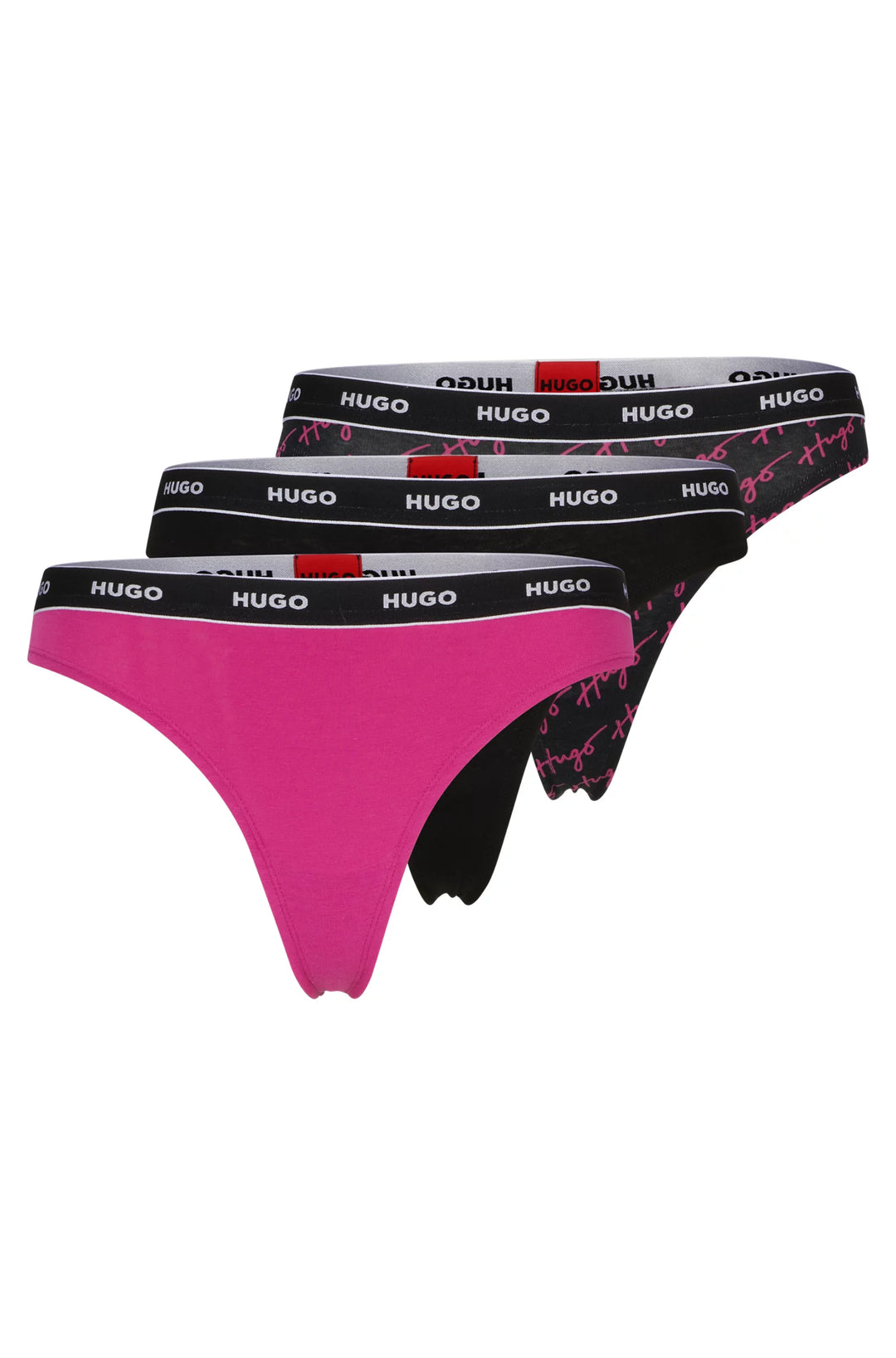 HUGO Three-pack of stretch-cotton thongs with logo waistbands
