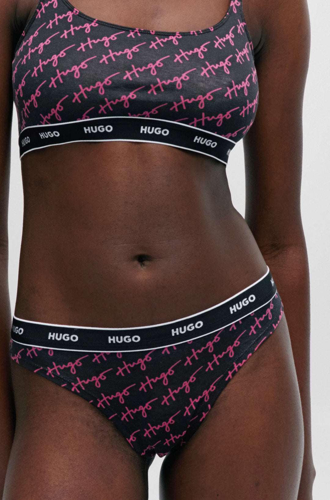 HUGO Three-pack of stretch-cotton thongs with logo waistbands