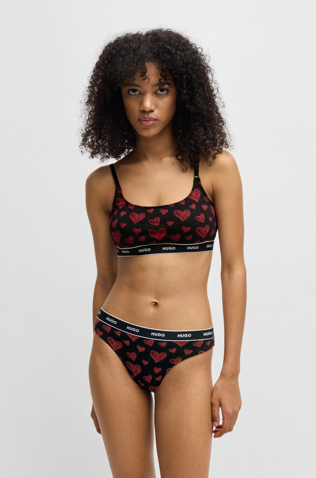 HUGO Three-pack of stretch-cotton thongs with logo waistbands