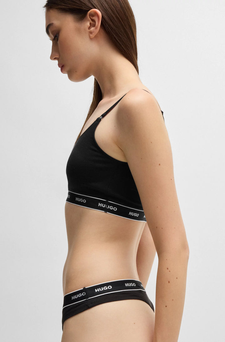 HUGO Three-pack of stretch-cotton thongs with logo waistbands