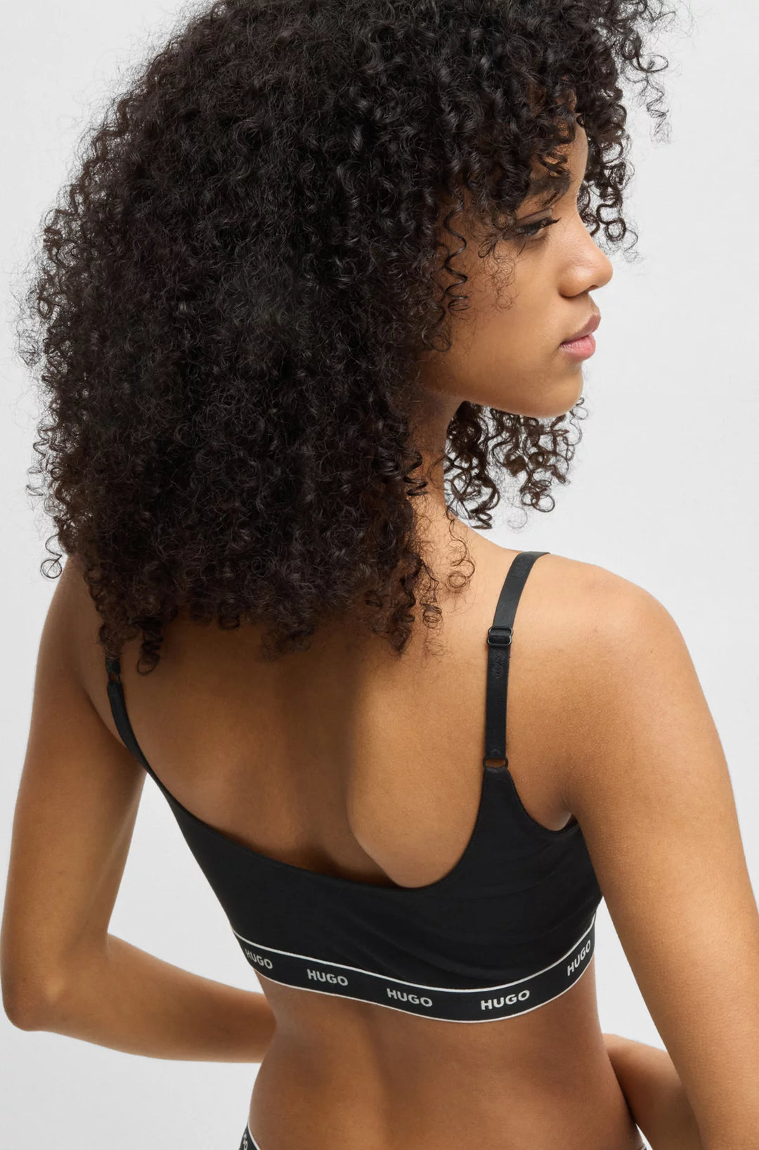 HUGO Two-pack of stretch-cotton bralettes with logo underbands