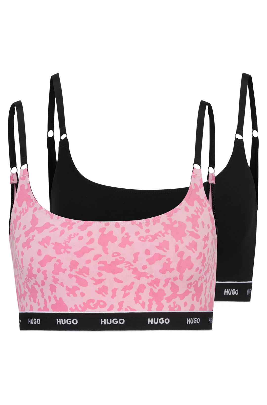HUGO Two-pack of stretch-cotton bralettes with logo underbands