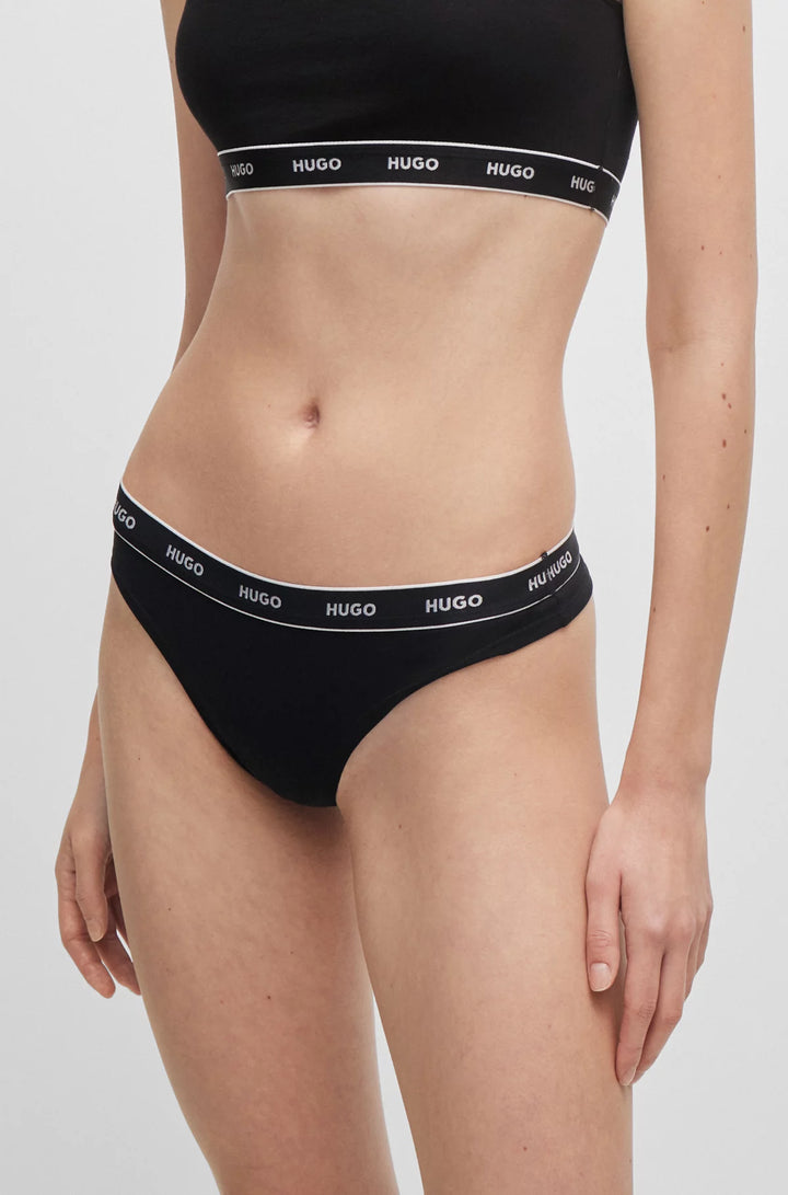HUGO Two-pack of stretch-cotton bralettes with logo underbands