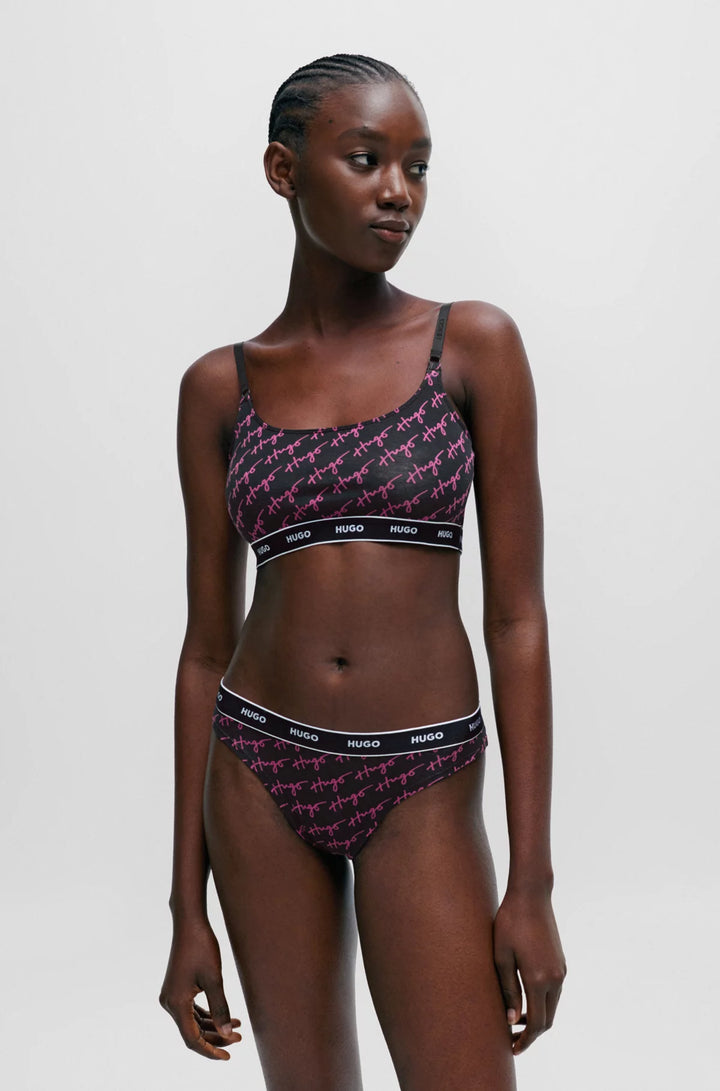 HUGO Two-pack of stretch-cotton bralettes with logo underbands