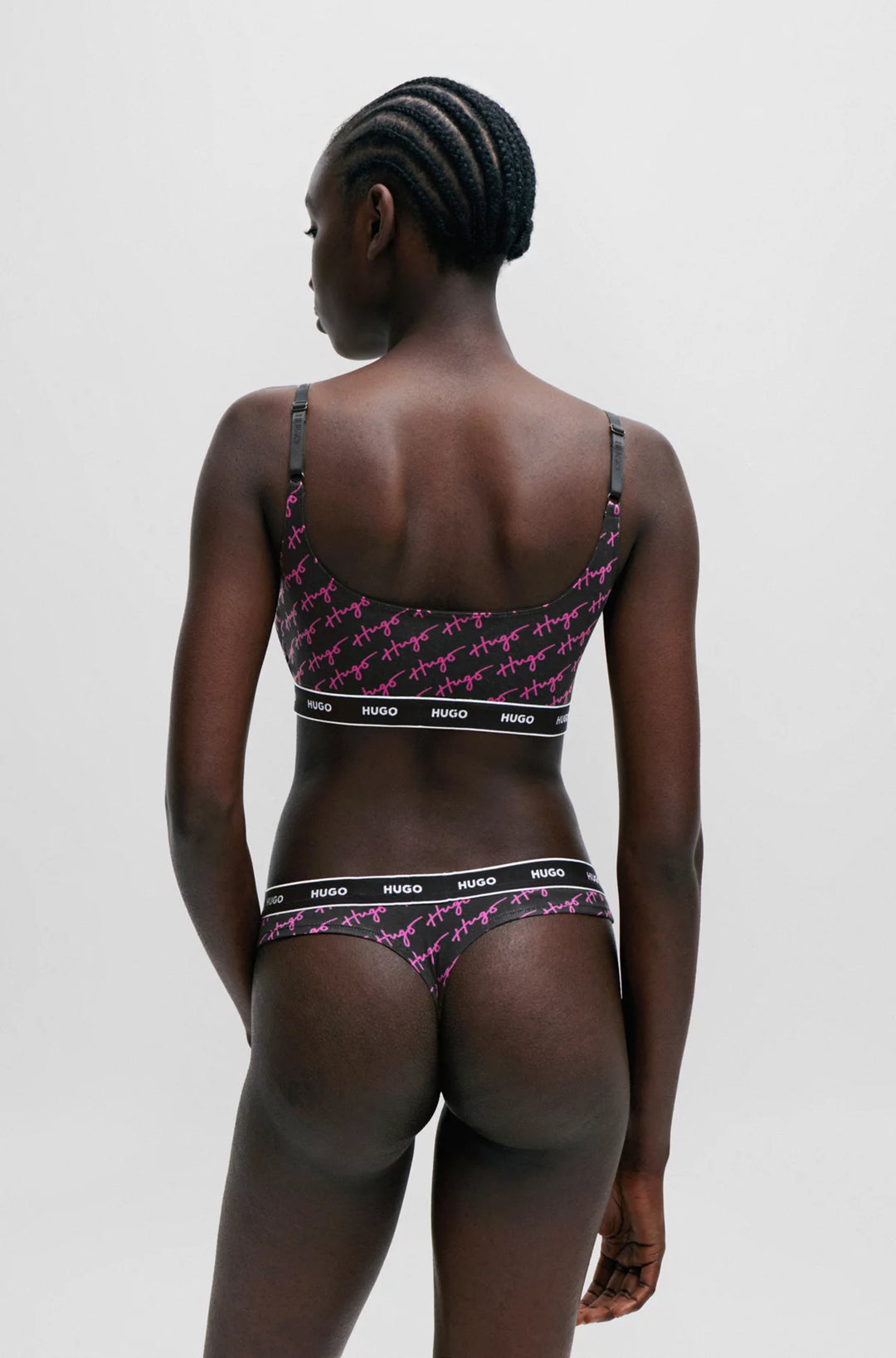 HUGO Two-pack of stretch-cotton bralettes with logo underbands