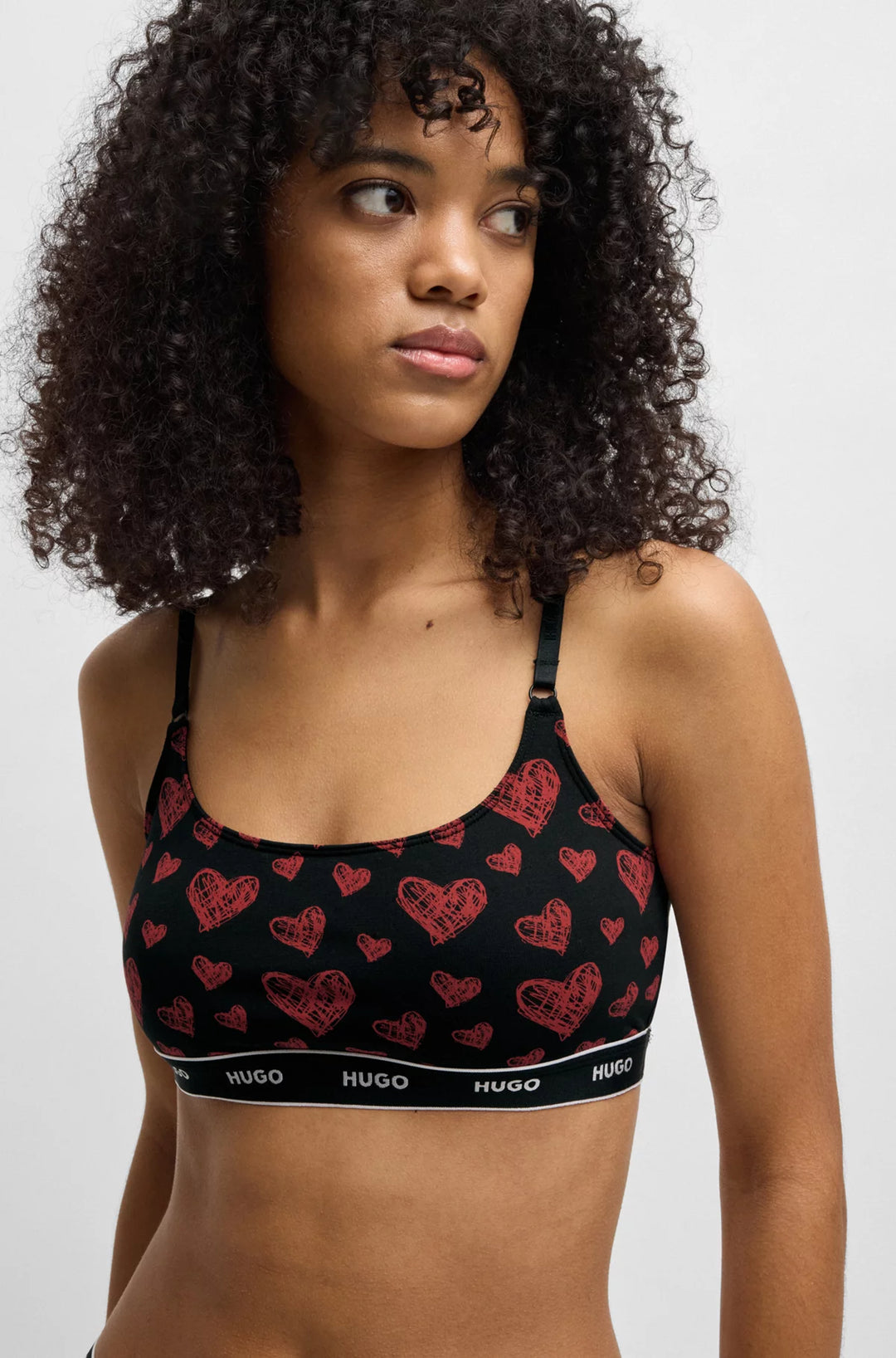 HUGO Two-pack of stretch-cotton bralettes with logo underbands