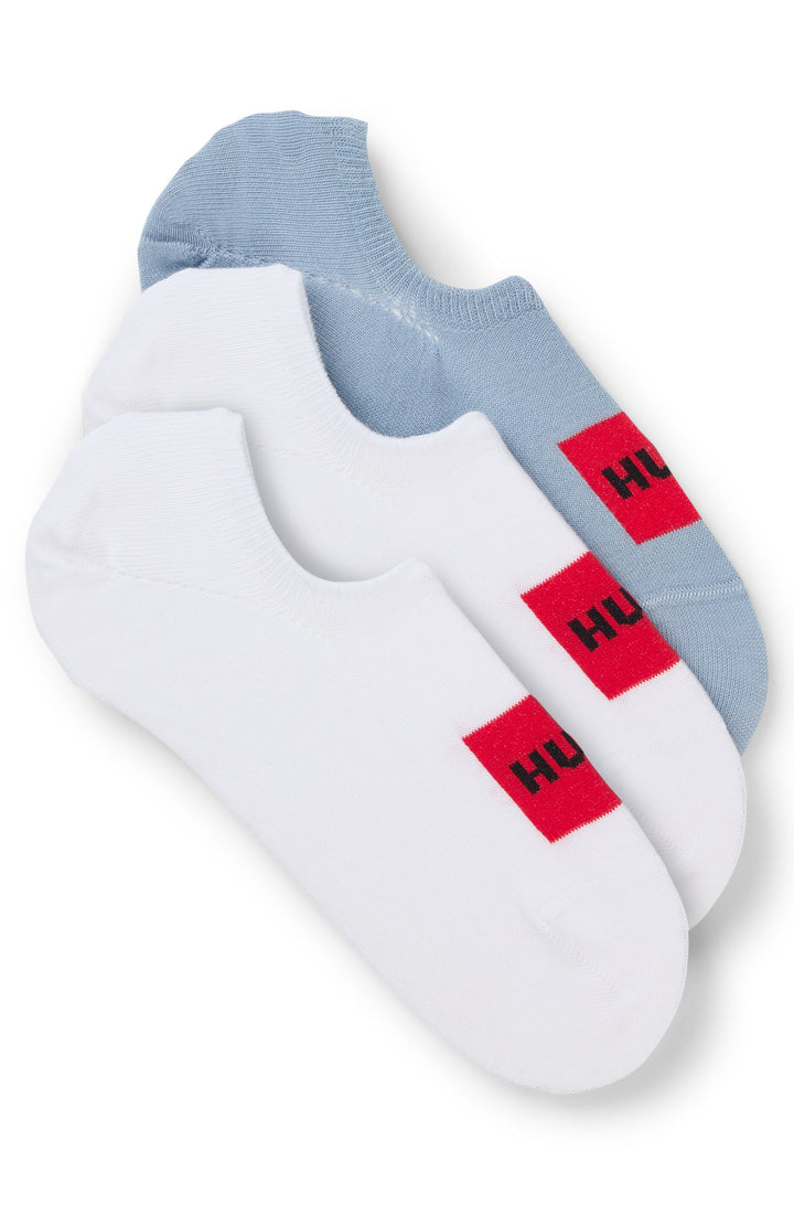 Hugo Three-pack of invisible socks with red logo labels