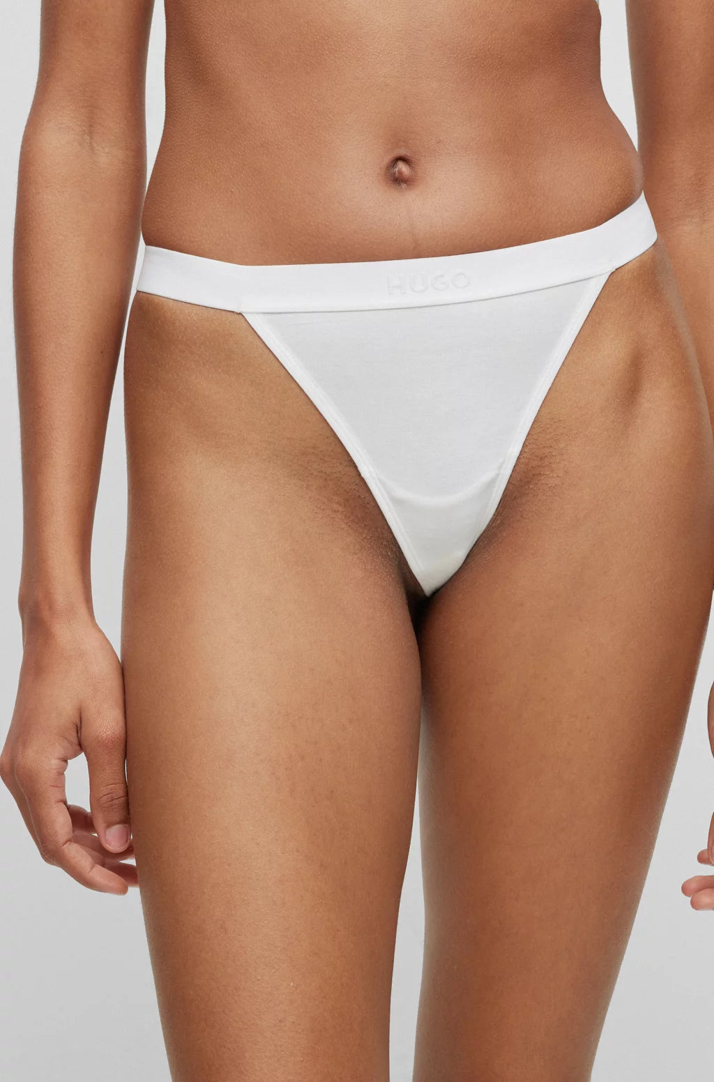 HUGO String briefs in stretch modal with logo waistband