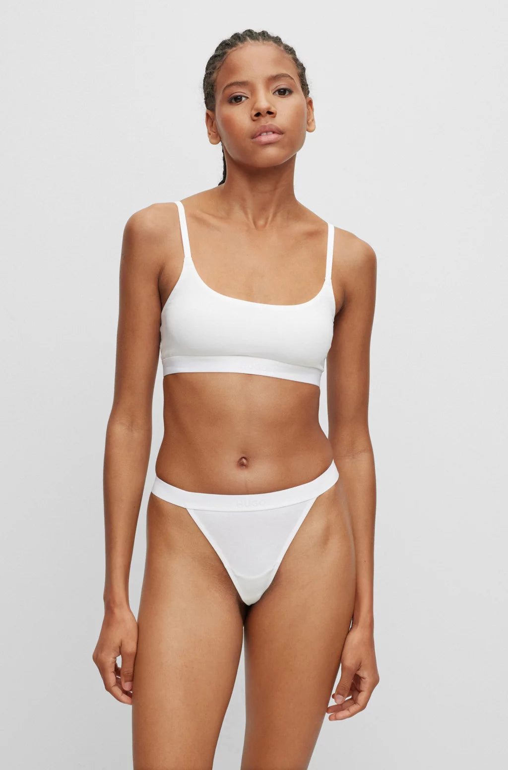 HUGO String briefs in stretch modal with logo waistband