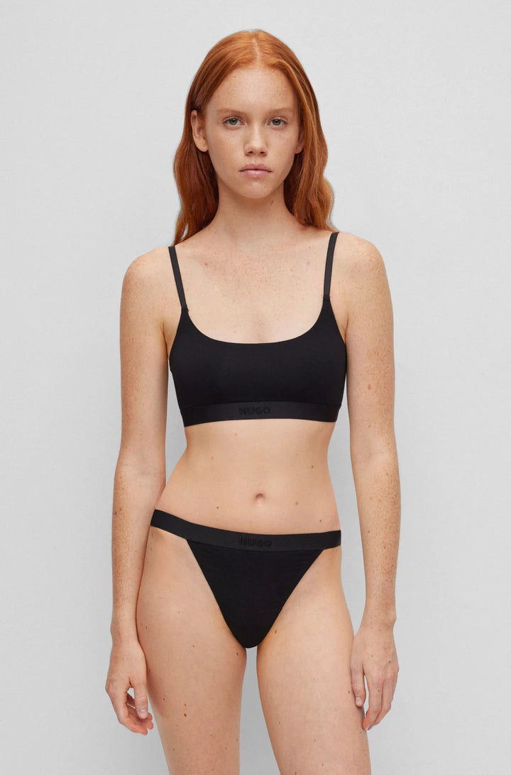 HUGO String briefs in stretch modal with logo waistband