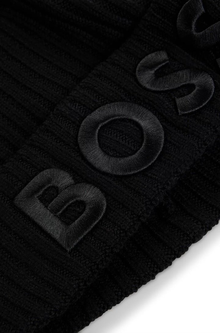 BOSS WOOL BEANIE HAT WITH EMBROIDERED LOGO