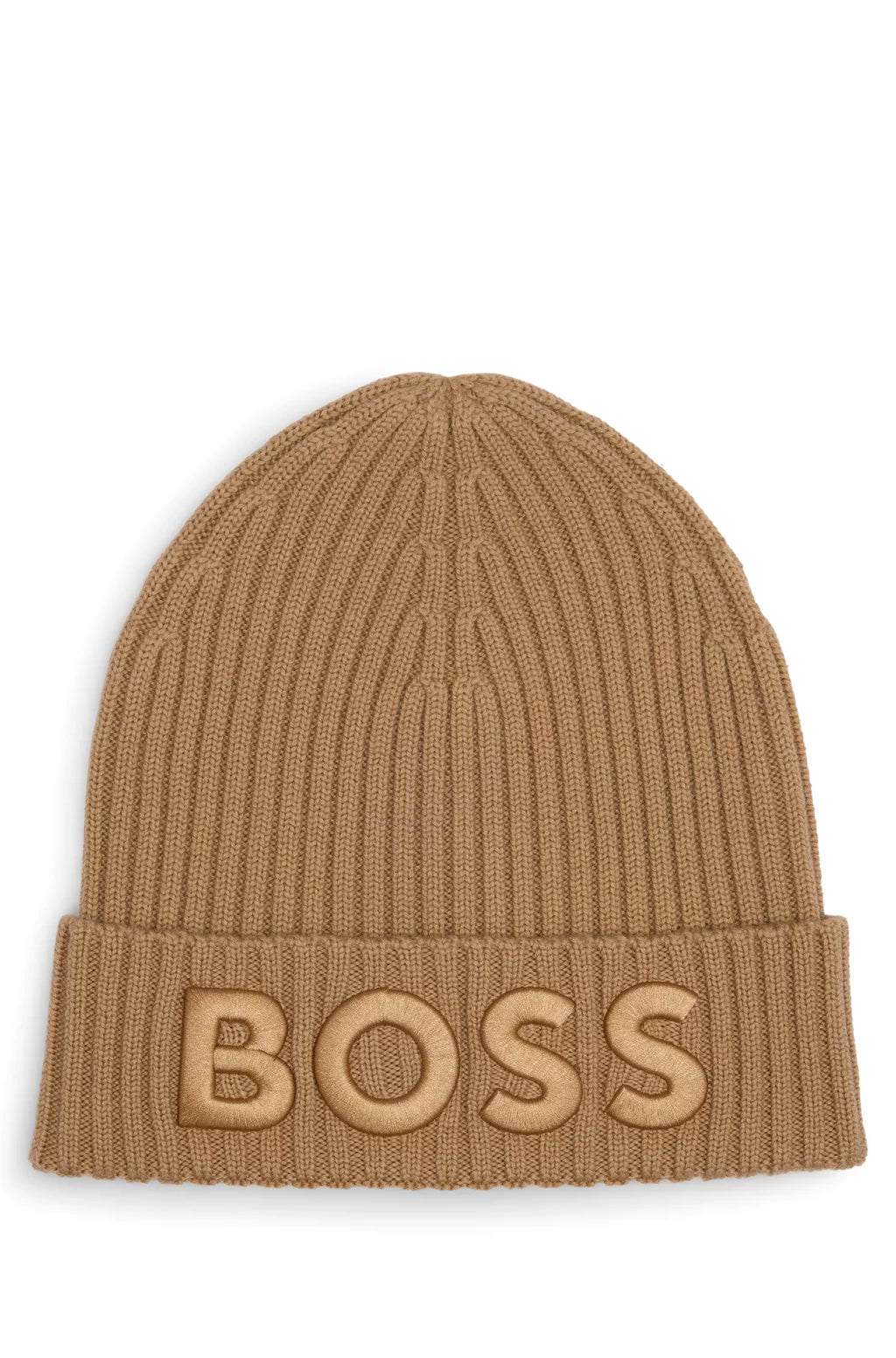 BOSS WOOL BEANIE HAT WITH EMBROIDERED LOGO