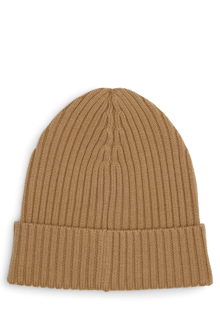 BOSS WOOL BEANIE HAT WITH EMBROIDERED LOGO