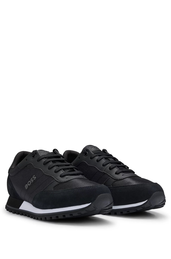 Boss Mixed-material trainers with faux-leather trims