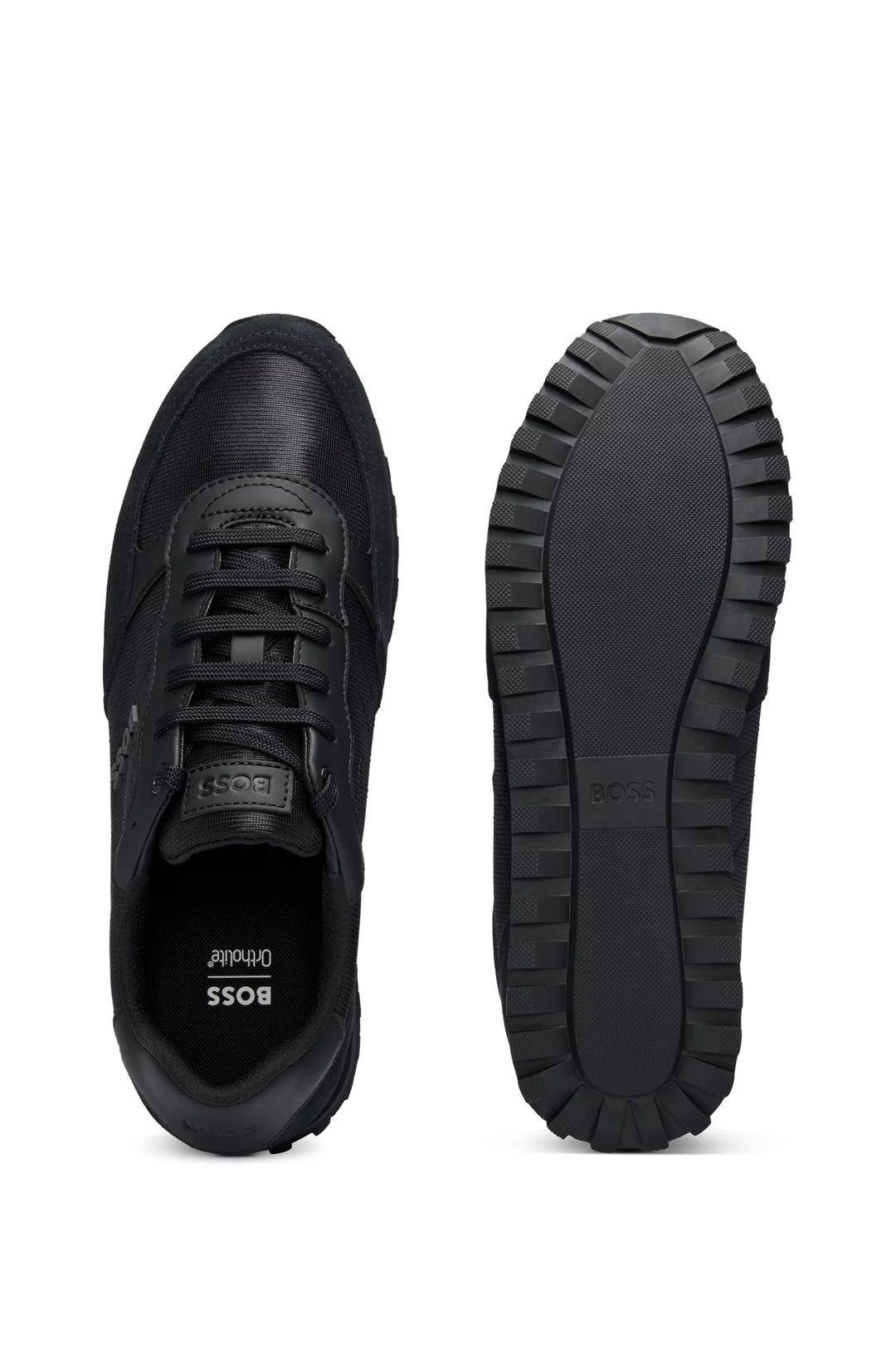 Boss Mixed-material trainers with faux-leather trims