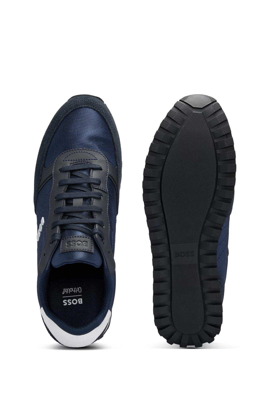 Boss Mixed-material trainers with faux-leather trims