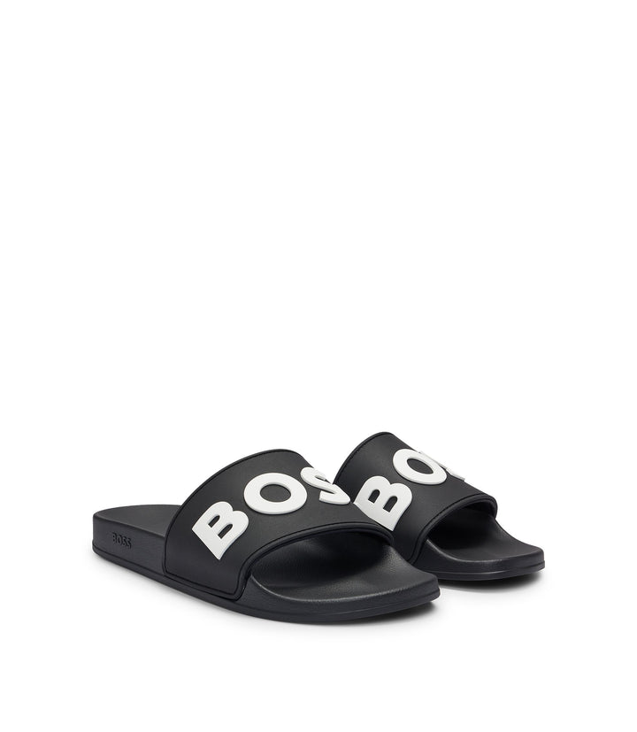 Italian-made slides with raised logo