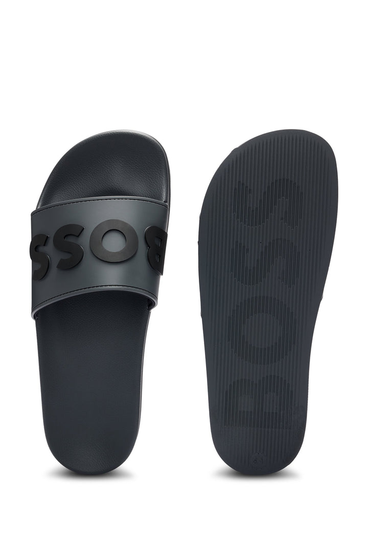 Boss Italian-made slides with raised logo