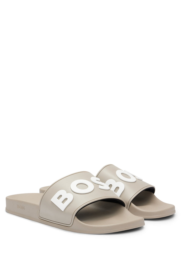 Boss Italian-made slides with raised logo