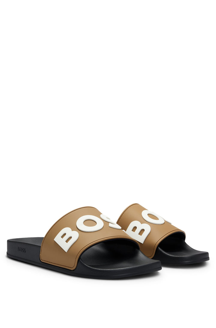 Boss Italian-made slides with raised logo