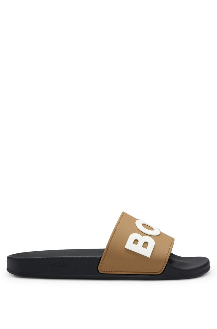 Boss Italian-made slides with raised logo