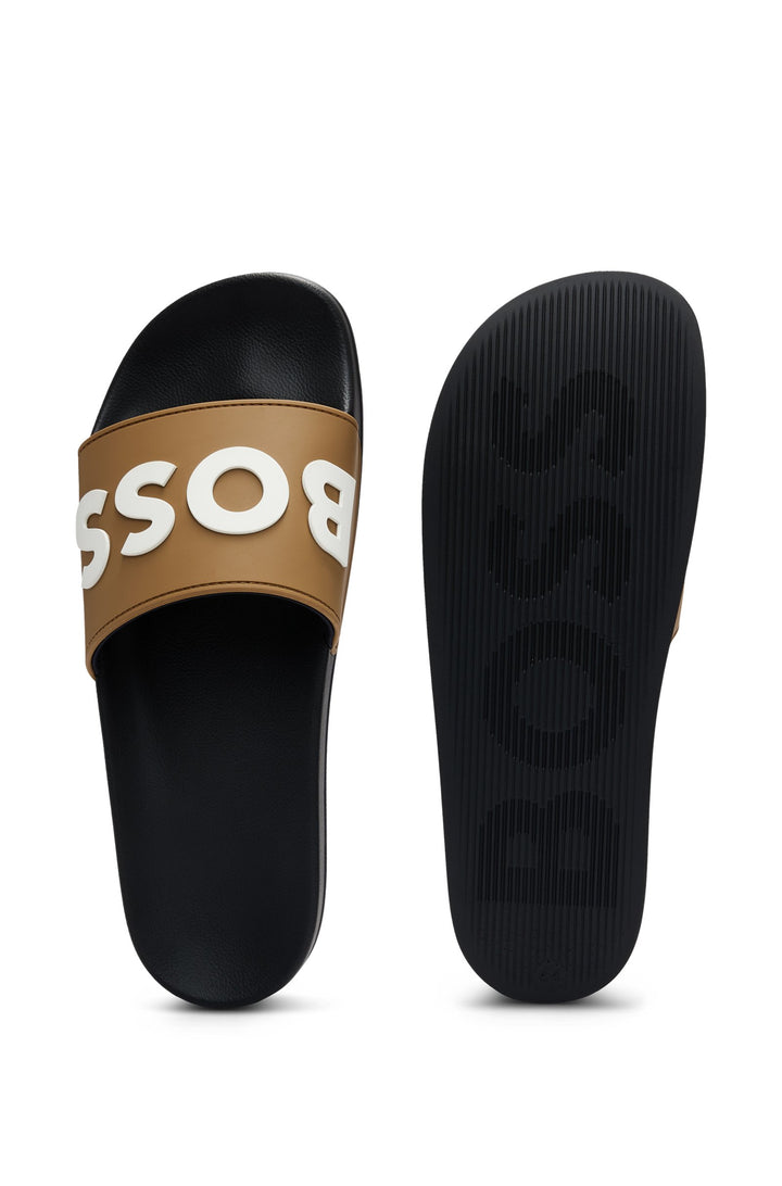 Boss Italian-made slides with raised logo