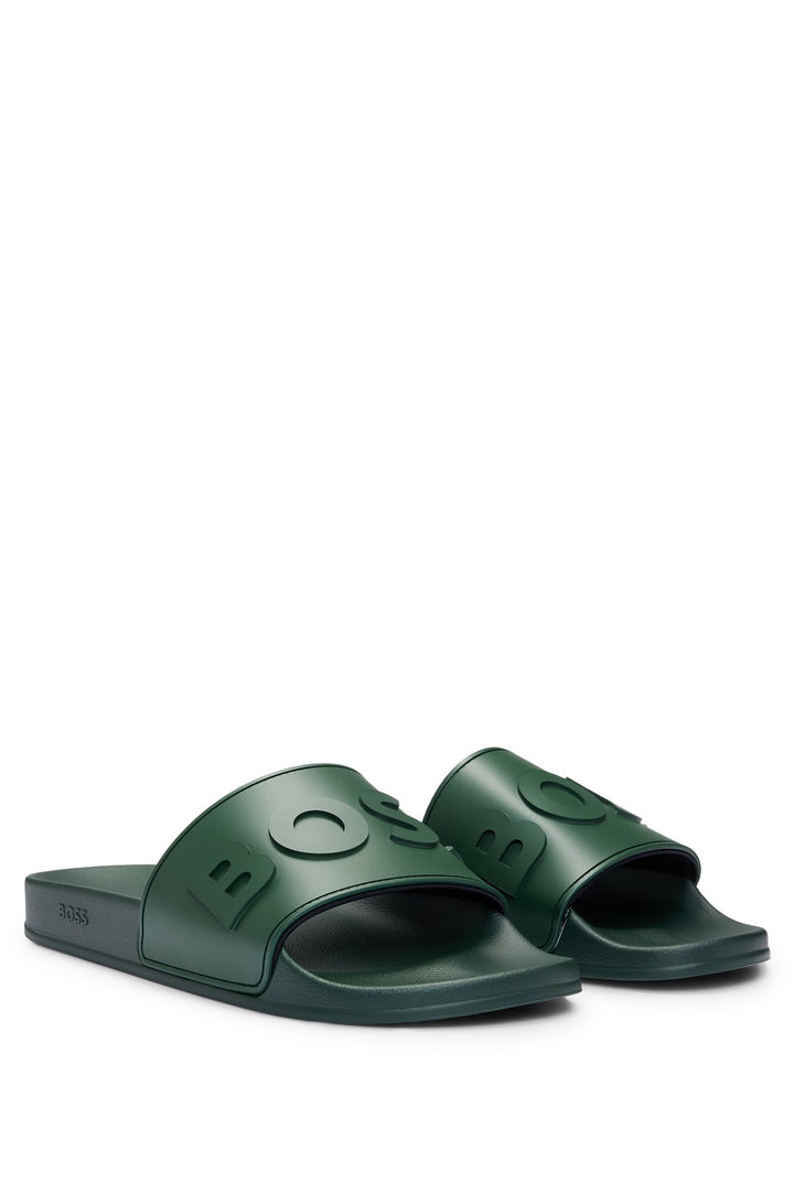 Boss Italian-made slides with raised logo