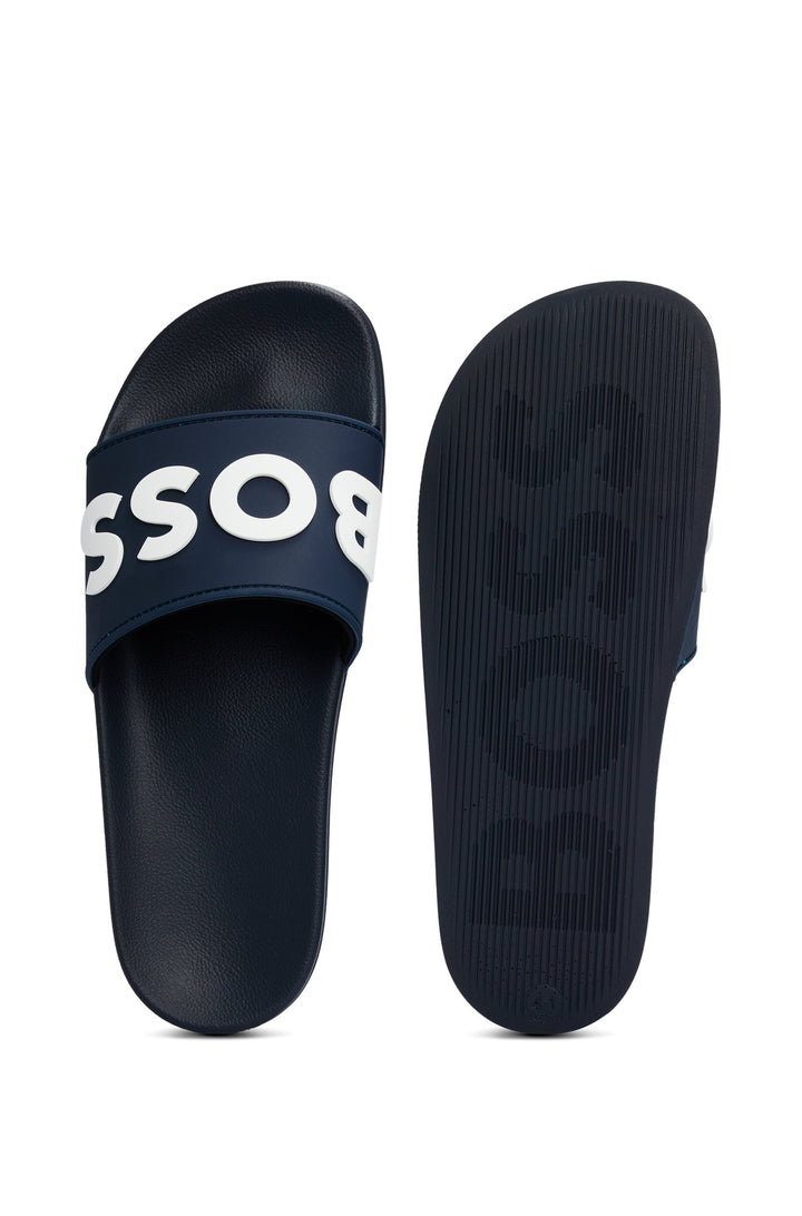Boss Italian-made slides with raised logo