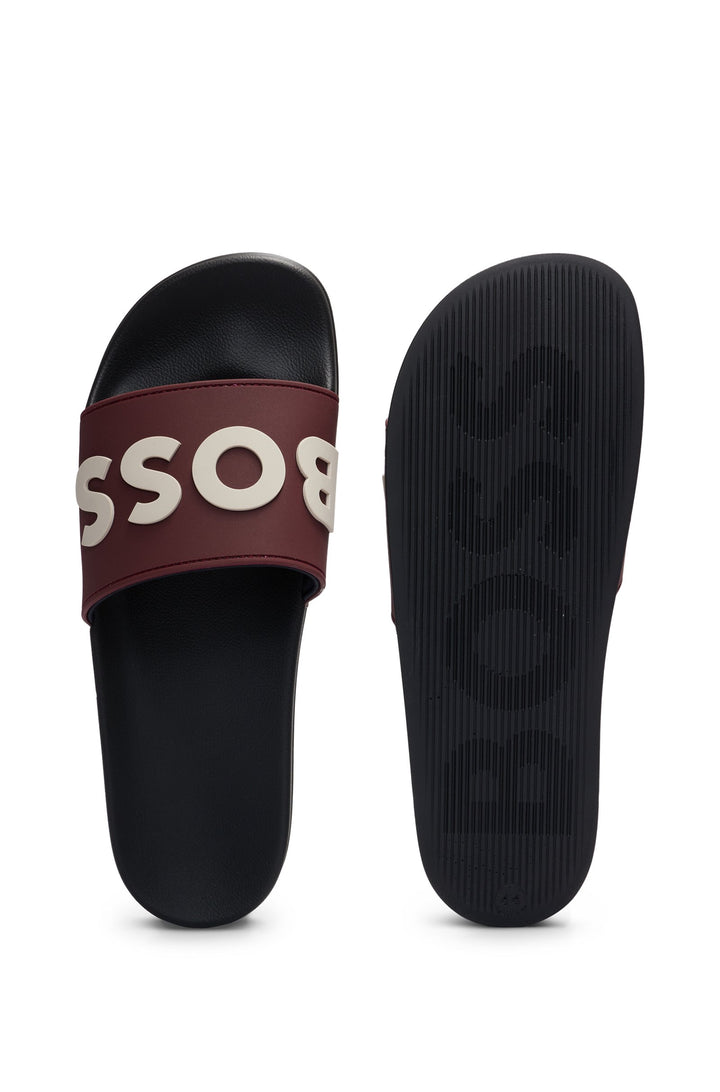 Boss Italian-made slides with raised logo