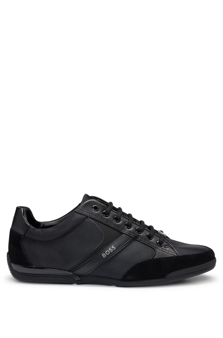 Boss Mixed-material trainers with suede and faux leather